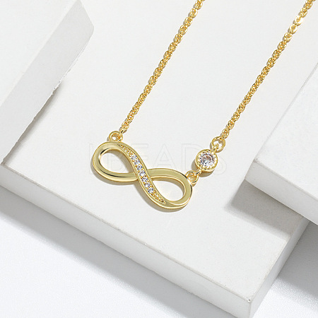 Infinity Brass Micro Pave Clear Cubic Zirconia Pendant Necklaces for Women FS-WGC2BAC-03-1