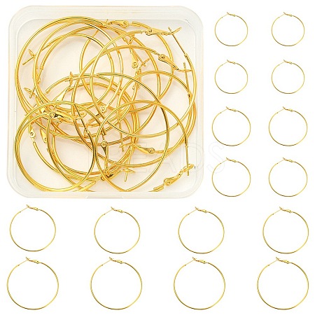 16Pcs 4 Size Brass Hoop Earring Findings KK-YW0001-95-1