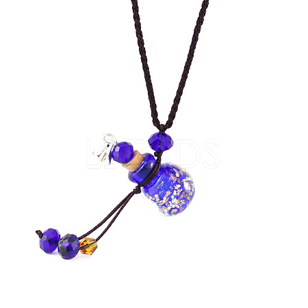 Lampwork Perfume Bottle Pendant Necklace with Glass Beads BOTT-PW0002-059B-06-1