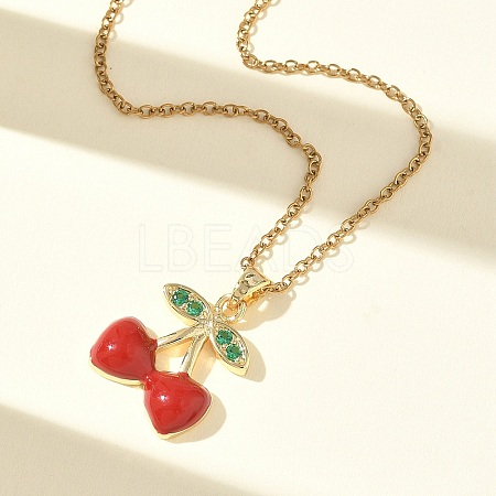 Brass & Cubic Zirconia Enamel Pendant Necklaces SA-CBA7E55-02G-1
