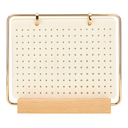 Iron Felt Enamel Pin Display Pages with Wooden Base ODIS-WH0007-77-1