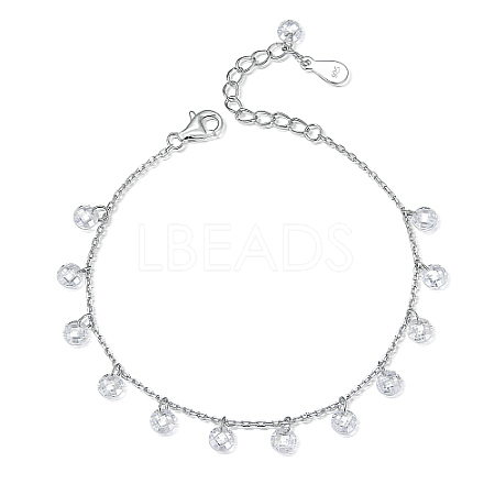 Rhodium Plated 925 Sterling Silver Cubic Zirconia Charm Bracelets DY7383-1