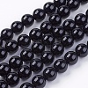 Natural Dyed & Heated Black Onyx Round Beads Strands X-G-L087-10mm-01-1