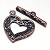 Filigree Brushed Red Copper Brass Toggle Clasps KK-E739-29R-NF-2