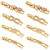 BENECREAT 8Pcs 4 Styles Rack Plating Brass Clear Cubic Zirconia Watch Band Clasps KK-BC0009-76G-1