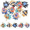 10Pcs 5 Colors Hand Painted Fish Porcelain Pendants. with Iron Loops PALLOY-HS00025-1