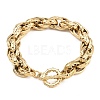 Textured 304 Stainless Steel Double Link Chain Bracelets for Women BJEW-P391-01D-G-2