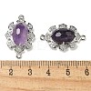 Natural Amethyst Faceted Oval Connector Charms G-G181-06P-03-3