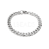 Tarnish Resistant 201 Stainless Steel Curb Chain Bracelets with Lobster Claw Clasps for Men BJEW-P316-01B-P-1