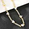 Brass Pave Clear Cubic Zirconia Heart Link Chain Necklaces KK-CBA4547-16B-G-2