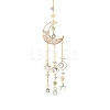 Natural  Rose Quartz Chips Moon Pendant Decorations HJEW-FS00027-04-1