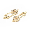 Eco-Friendly Rack Plating Brass Micro Pave Clear Cubic Zirconia Connector Charms KK-F845-05G-3