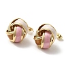 Real 18K Gold Plated Brass Enamel Stud Earrings for Women EJEW-M251-09G-08-1