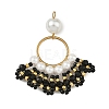 304 Stainless Steel & Glass Seed Beaded Pendants PALLOY-MZ01376-01-1