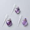 Natural Amethyst Openable Perfume Bottle Pendants G-K420-05-1