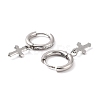6Pairs Crystal Rhinestone Cross Dangle Hoop Earrings with 304 Stainless Steel Pin for Women EJEW-F280-04P-2