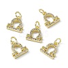 Real 18K Gold Plated Brass Micro Pave Clear Cubic Zirconia Charms KK-E068-VB411-7-4