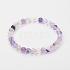 Natural Fluorite Round Beaded Stretch Bracelets BJEW-F202-05-1