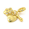 Rack Plating Brass Micro Pave Cubic Zirconia European Dangle Charms KK-P270-02C-G-2