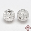 Round 925 Sterling Silver Textured Beads STER-F012-23F-1
