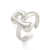 Brass Letter Open Cuff Rings for Women RJEW-G313-01P-P-1