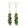 304 Stainless Steel Glass Seed Beads Christmas Tree Dangle Earrings EJEW-MZ00485-2
