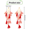 2 Pairs 2 Colors Polyester Tassel with Pompom Boho Chandelier Earrings EJEW-AN0001-75-2