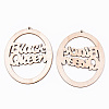 Undyed Natural Wooden Big Pendants WOOD-N007-115-2