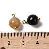 Dyed Natural Agate Round Charms with Real 18K Gold Plated Brass Loops KK-P242-09B-G-3