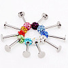 316 Surgical Stainless Steel Rhinestone Round Ball Threadless Labrets WG0410F-11-4