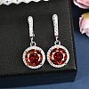 925 Sterling Silver Pave Cubic Zirconia Flat Round Hoop Earrings EJEW-C150-01C-01-2