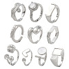 10Pcs 10 Styles Brass Adjustable Rings & Open Cuff Rings Set RJEW-A039-02P-1