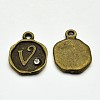 Antique Bronze Plated Alloy Rhinestone Charms ALRI-J152-V-NF-1