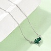 Brass Pave Cubic Zirconia Rectangle and Heart Pendant Cable Chain Necklaces LS-KK-CBAB173-04P-09-2