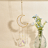 Hanging Moon Sun Catcher with Teardrop Glass Prisms for Windows HJEW-PH01733-02-4