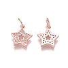 Brass Micro Pave Clear Cubic Zirconia Charms ZIRC-I036-04RG-1
