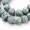 Natural Green Spot Jasper Round Bead Strands G-Q462-74-6mm-2