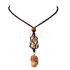 Natural Citrine Macrame Pouch Pendant Nylon Cord Adjustable Necklaces NJEW-JN05345-03-2