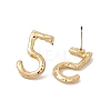 Brass Number Stud Earrings with 925 Sterling Silver Pins for Women EJEW-A077-01E-3