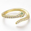 Adjustable Brass Micro Pave Cubic Zirconia Snake Cuff Rings ZIRC-I049-36-3