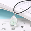 Transparent Glass Inner Dried Flower Teardrop Pendant Black Waxed Cord Necklaces WG346B2-03-1