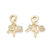 Brass Micro Pave Clear Cubic Zirconia European Dangle Charms KK-N287-33D-G-1