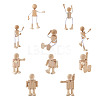 Unfinished Blank Wooden Robot Toys AJEW-TA0001-03-2