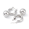 Brass Round Ball Dangle Hoop Earrings for Women EJEW-G347-04P-2