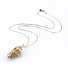 Electroplate Spiral Shell Pendant Necklaces NJEW-JN02281-04-1