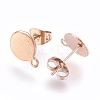 Ion Plating(IP) 304 Stainless Steel Stud Earring Findings STAS-G178-02RG-8mm-2
