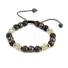 Non-Magnetic Synthetic Hematite & Synthetic Citrine & Natural Yellow Tiger Eye Round Beaded Braided Bracelets for Men Women BJEW-JB11185-03-1