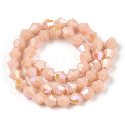 Opaque Solid Color Electroplate Glass Beads Strands X-EGLA-A039-P6mm-L06-1