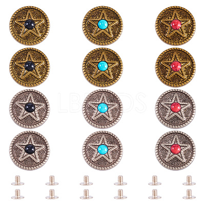 12Pcs 6 Colors Zinc Alloy & Synthetic Turquoise Buttons BUTT-TA0001-18-1