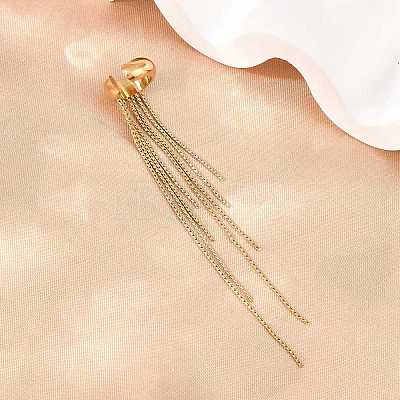 304 Stainless Steel Tassel Cuff Earrings for Women SA-H003-06G-1